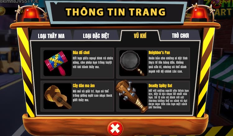 vũ khí trong bữa tiệc zombie